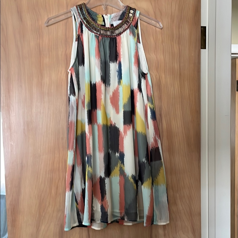 Multicolor Sleeveless Geometric